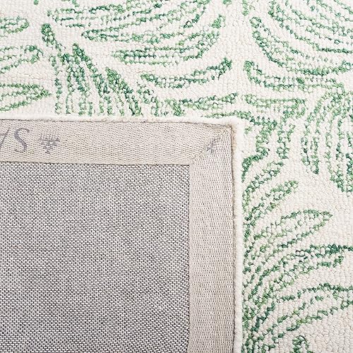Miniatura 7 de SAFAVIEH Jardin Collection - Alfombra decorativa de 4 x 6 pies, color marfil y verde, mezcla de lana hecha a mano, ideal para zonas de alto tráfico