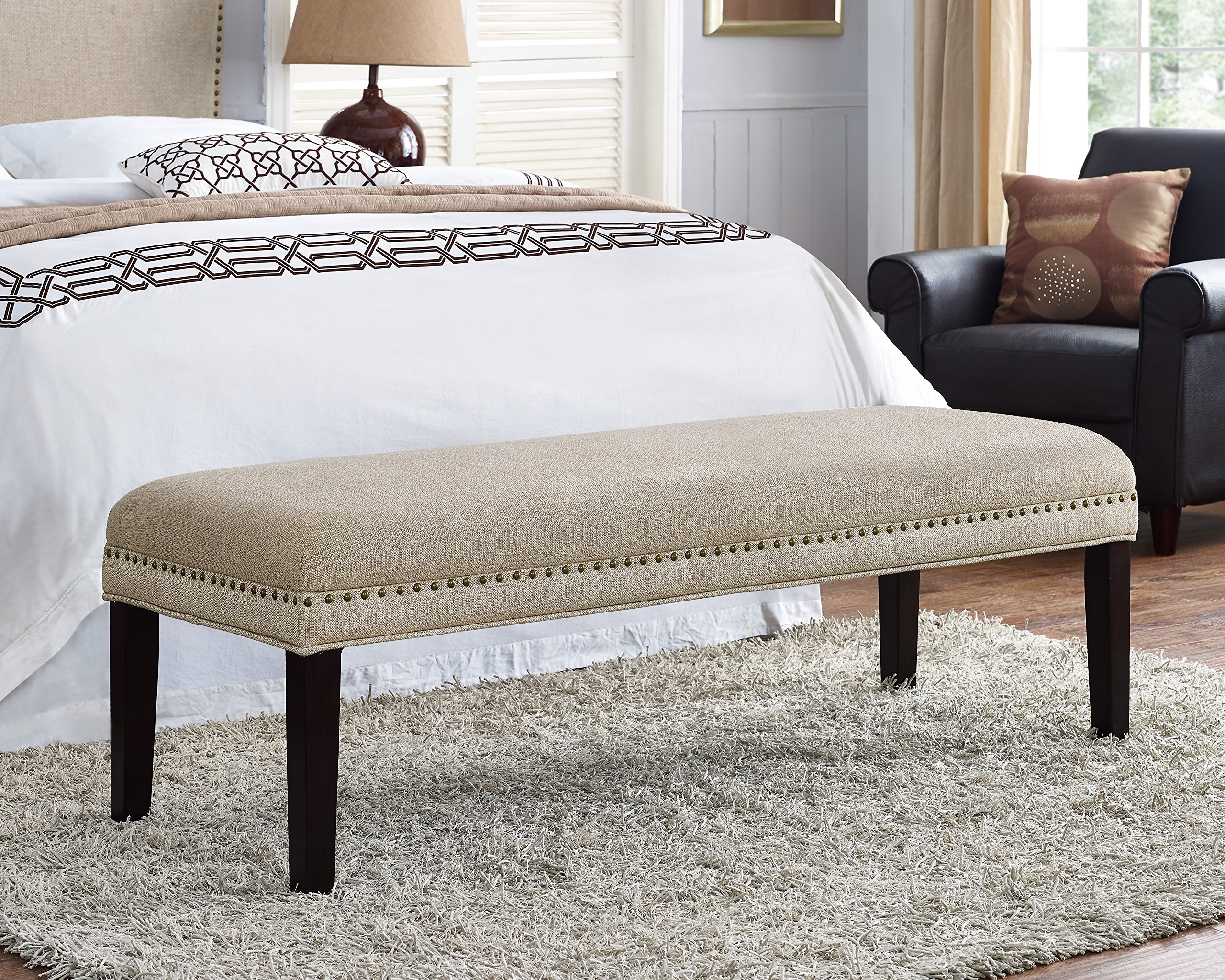Amazon Com Pulaski Selma Upholstered Bed Benches Queen Beige Furniture Decor