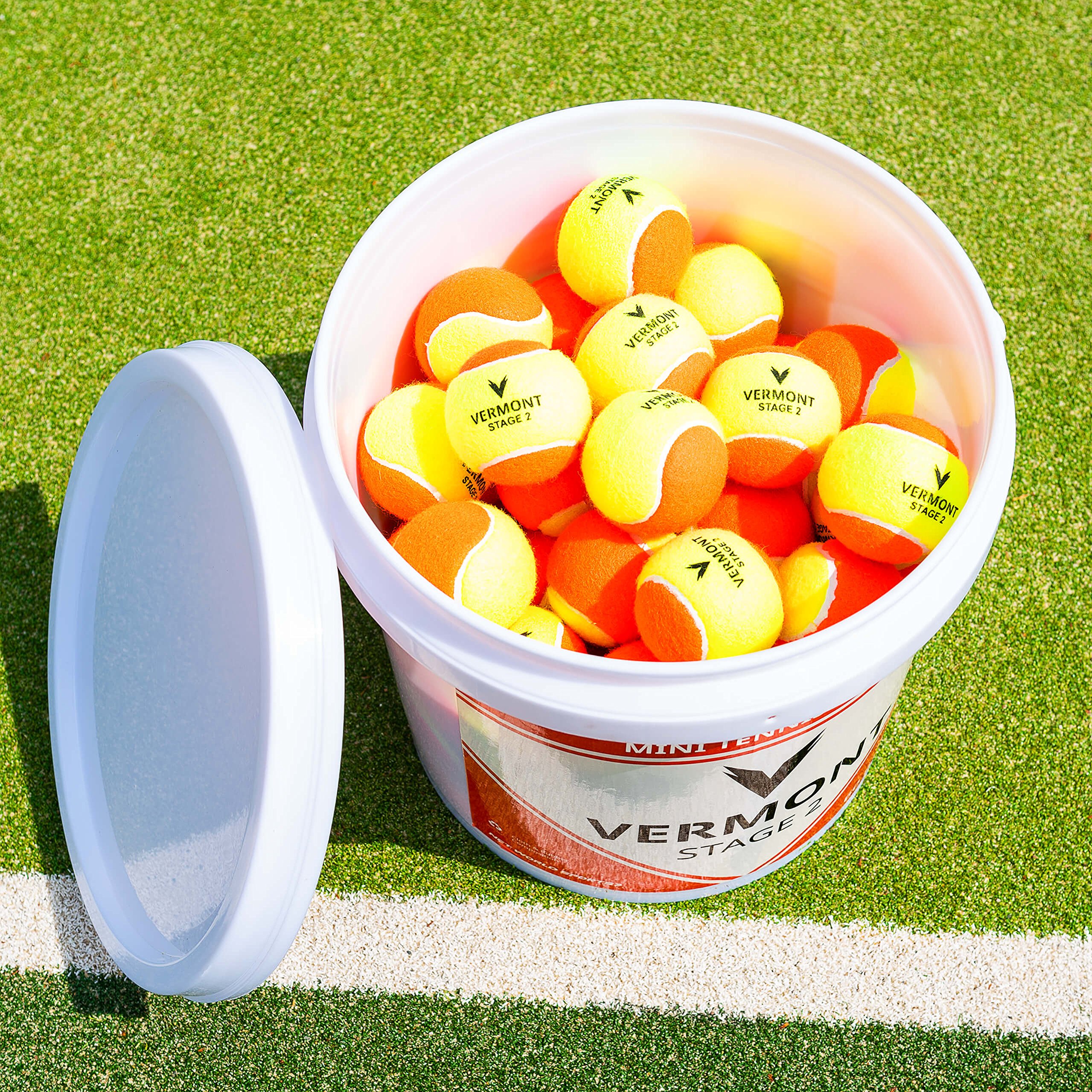 Vermont Tennisbälle Training | ITF Tennis Bälle für Kinder & Erwachsene | Mini Rot, Orange, Grün | Drucklose Trainingsbälle für alle Plätze | Tennis Zubehör für Trainer & Garten