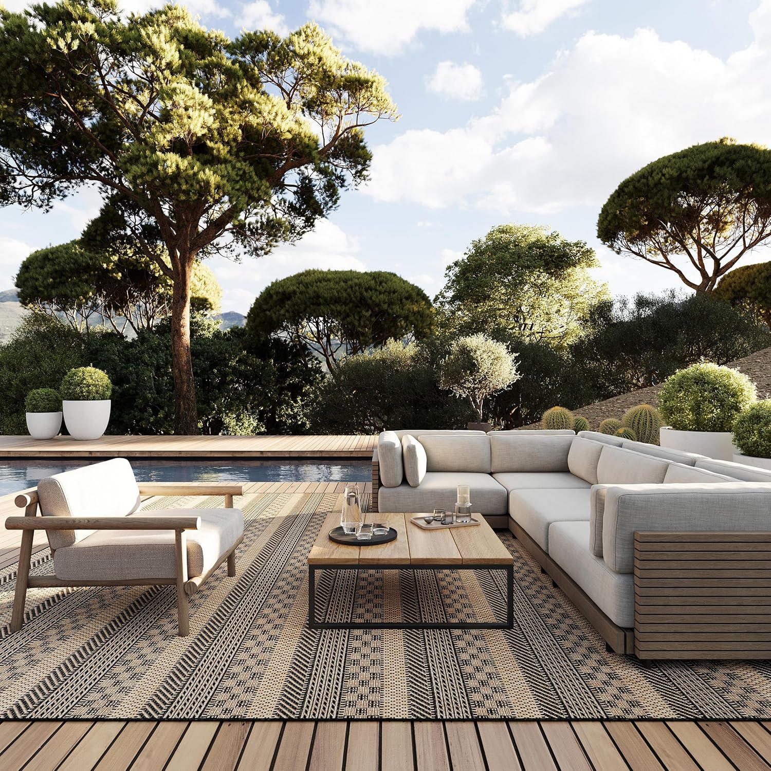 Nuloom Vail Striped 9' x 12' Indoor/Outdoor Area Rug for Living Room Patio Deck Front Porch, Grey