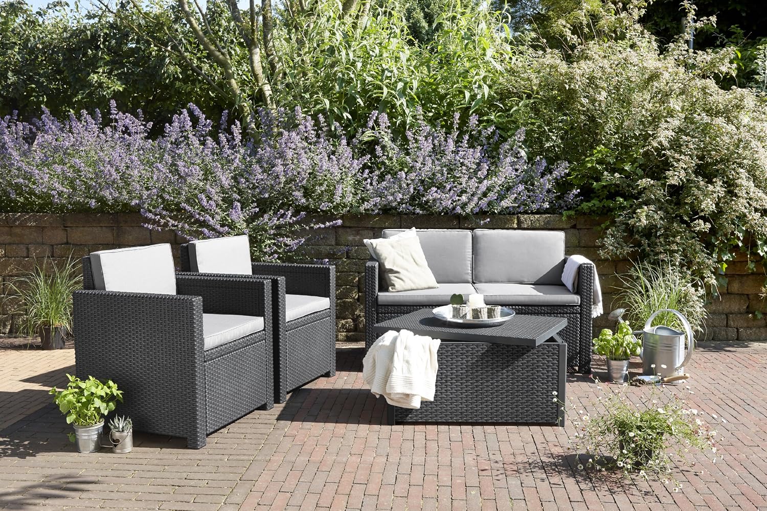 Keter Allibert Arica Outdoor Storage Box - Graphite & City 113L Outdoor Garden Storage Box Garden Furniture - Dark Grey - Image 3