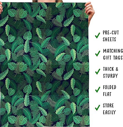 Miniatura 5 de CENTRAL 23 6 hojas de papel de regalo, hojas y plantas verdes, papel de regalo ecológico para hombres y mujeres, reciclable, diseño moderno para