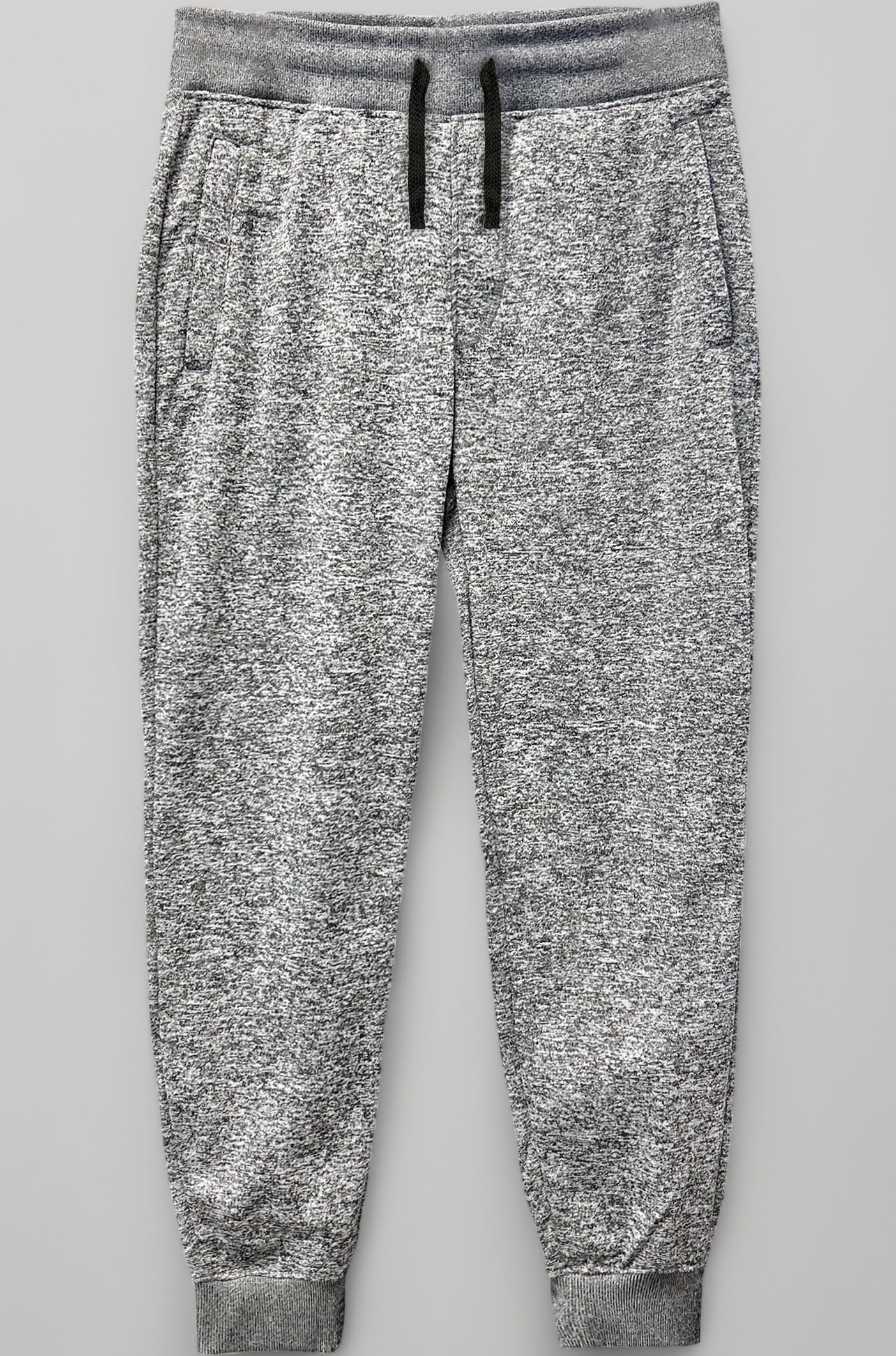 Southpole Big Boys' Jogger Fleece Pants in Basic Colors, Marled Grey Logo Patch, Medium