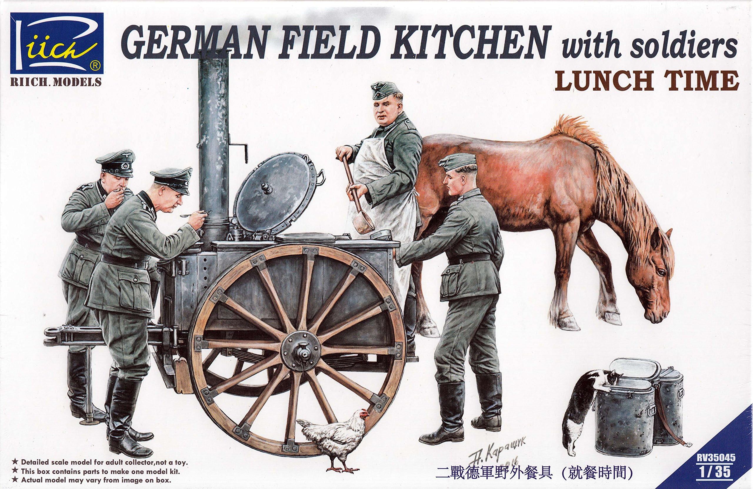 Riich Models RV35045 - Modellbausatz German Field Kitchen with Soldiers (Cook &Three German soldiers, Food Containers
