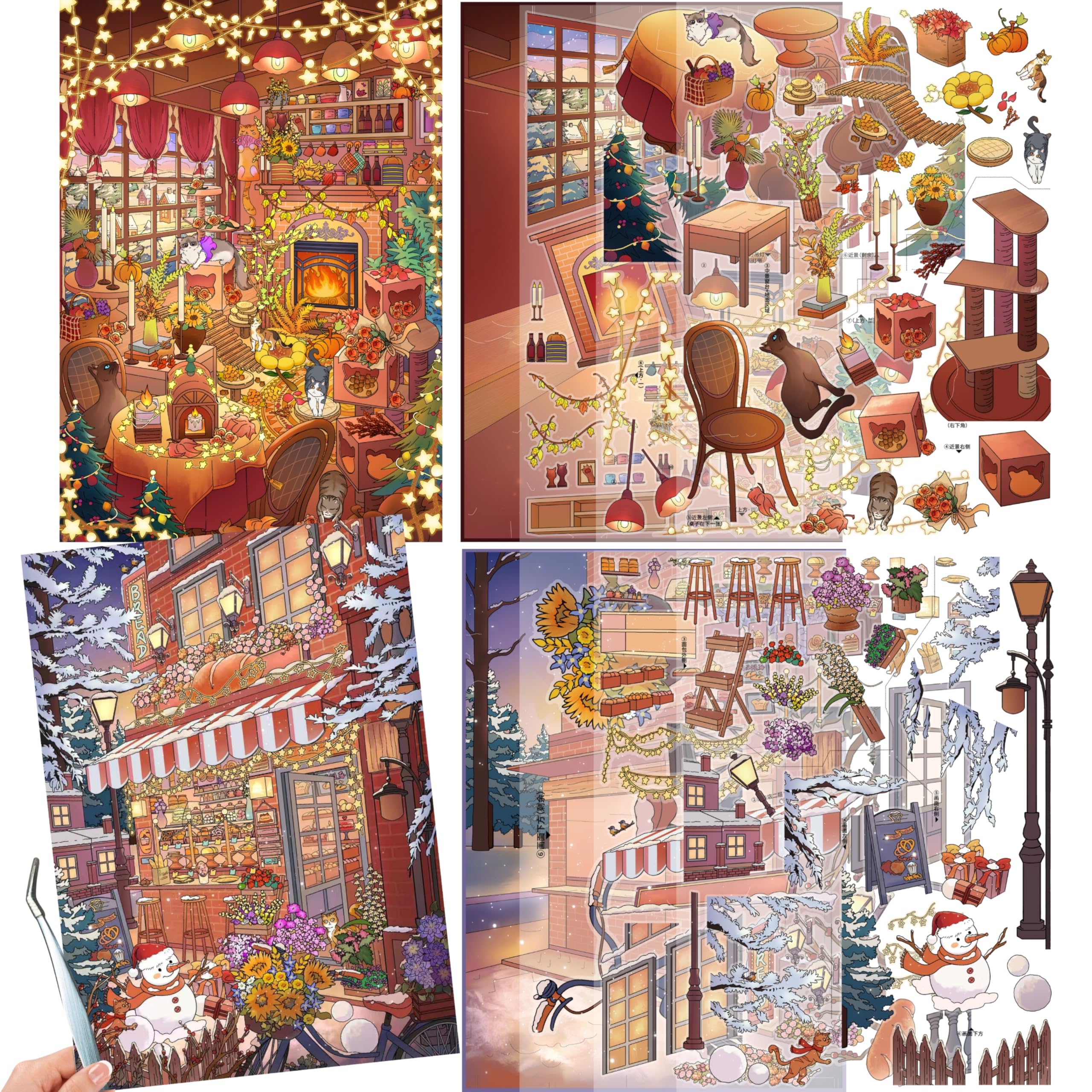 Arte de calcomanías de gran tamaño Cat Café: actividad de relajación ideal