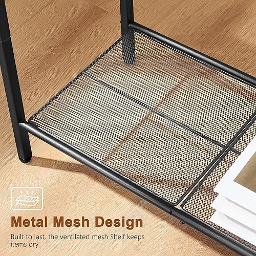 Miniatura 6 de Hoctieon Mesa auxiliar de 2 niveles, mesa auxiliar para sofá, mesa auxiliar estrecha con almacenamiento, mesita de noche delgada para espacios