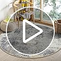 Lahome Modern Abstract Round Rug - 4Ft Colorful Rugs for Entryway Small Bathroom Rugs Washable 4x4 Circle Mat, Contemporary Indoor Floor Accent Carpet for Kitchen Bedroom Family Room Decor