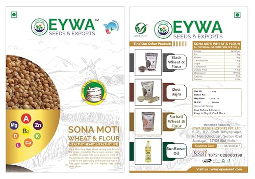 Image of Eywa Seeds & Exports Pvt Ltd Organic Sonamoti Wheat /Pagambari Wheat Flour (2 Kg) For Eating And Cooking|Sonamoti Golden Daane Wheat|Produce Of India From Organic Farms By Eywa