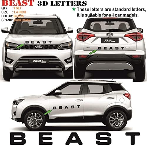 Beast 3D Letters for car (3D Emblem Stickers) Black : Amazon.in: Car ...