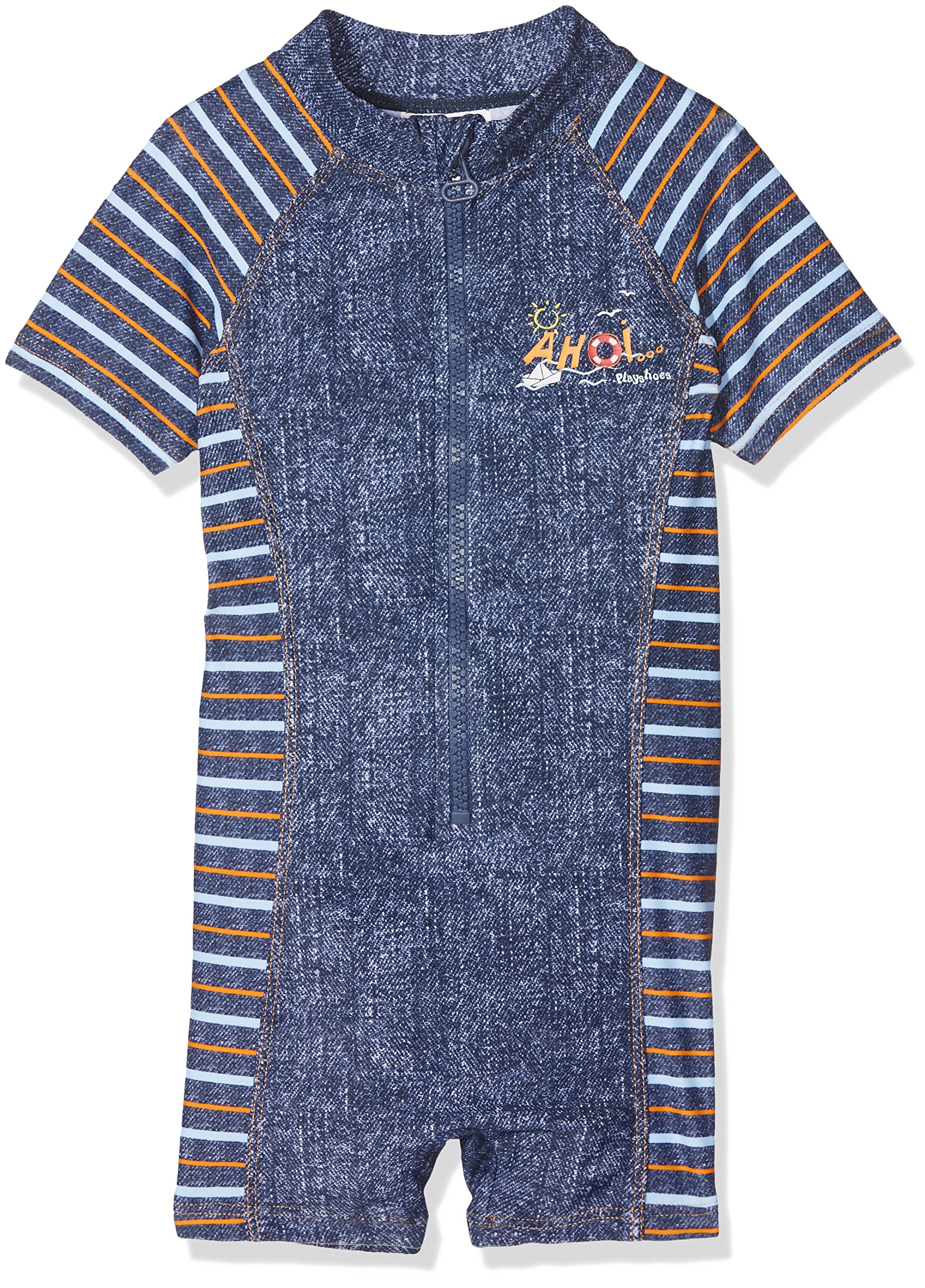 Playshoes Boy's UV Sun Protection All-in-One Swimsuit AHOI Swimsuit, Blue (Jeansblue), 5-6 Years (Manufacturer Size:110/116)