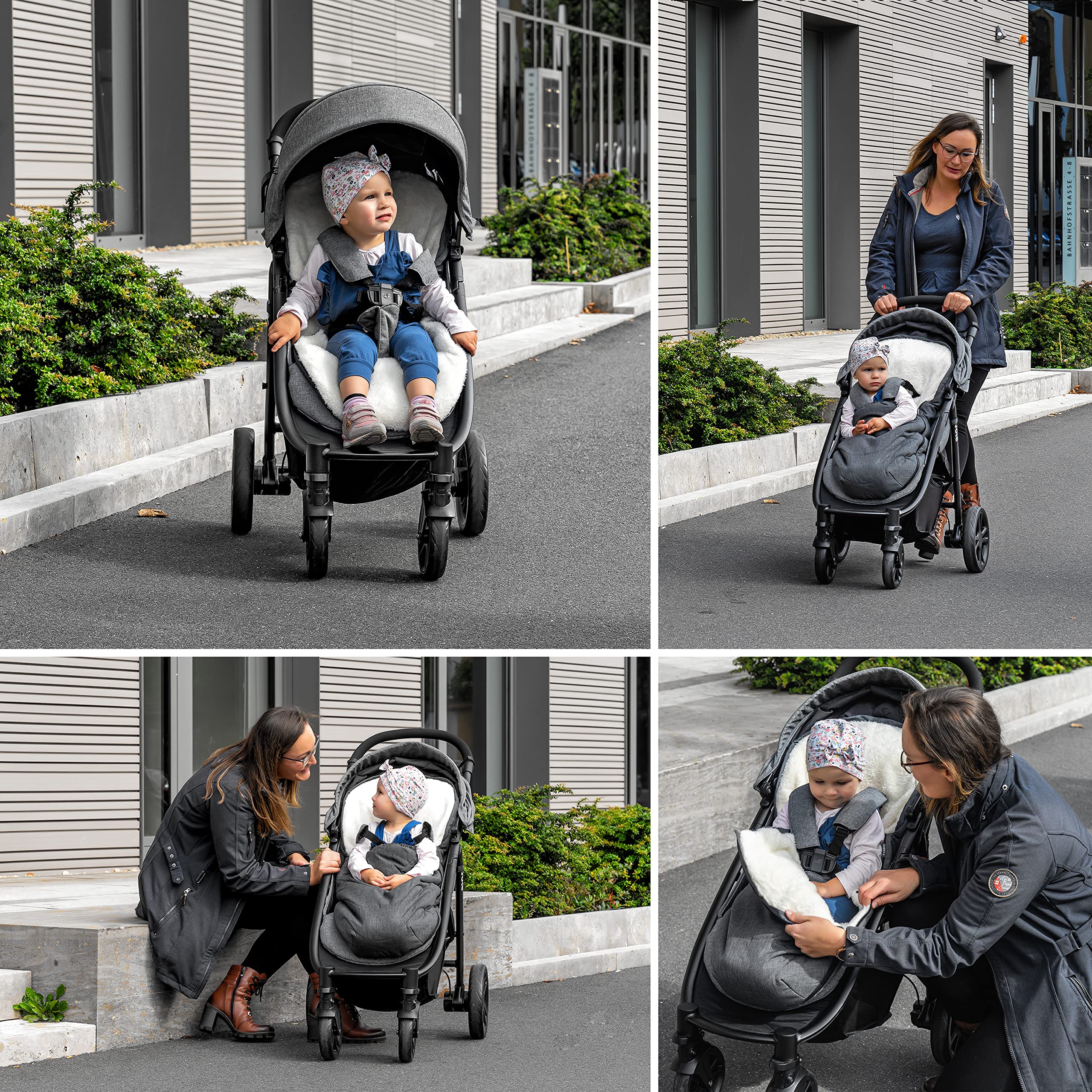 Zamboo Sacco Coprigambe Passeggino Universale per Carrozzina ed Ovetto - Sacco Passeggino Invernale 2in1 in Pile con Tasca - Grigio