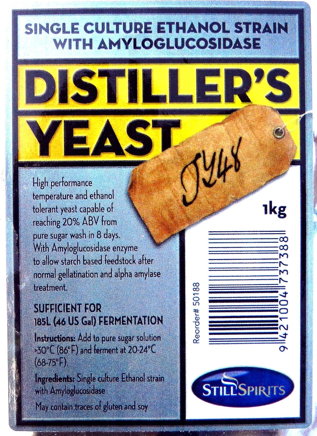STILL SPIRITS TY48 DISTILLER'S YEAST 1 Kilogram Makes 46 gallons of Neutral Spirit