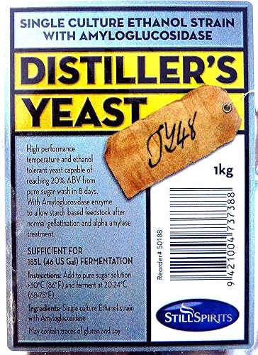 STILL SPIRITS Levadura destiladora TY48 2.2 lbs hace 46 galones de espíritu neutro