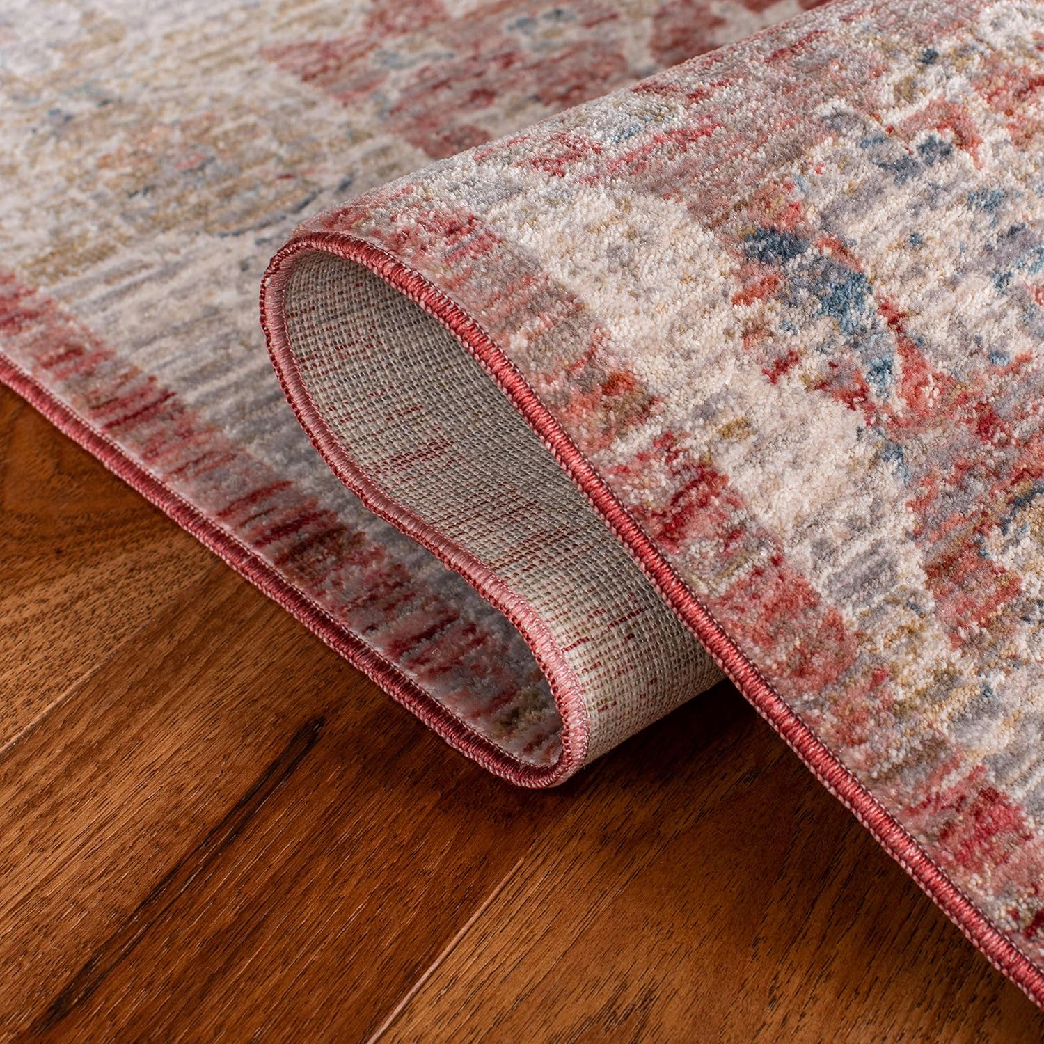 SAFAVIEH Kenitra Collection Runner Rug - 2'2" x 10', Pink & Grey, Vintage Oriental Distressed Design, Non-Shedding & Easy Care, Ideal for High Traffic Areas in Living Room, Bedroom (KRA661U)