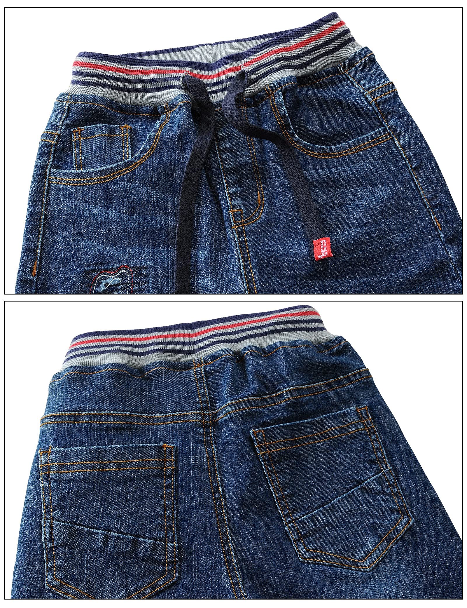 Maeau Boys' Jeans Casual Elastic Waist Washed Denim Trousers Jeans Age 3-14 Years