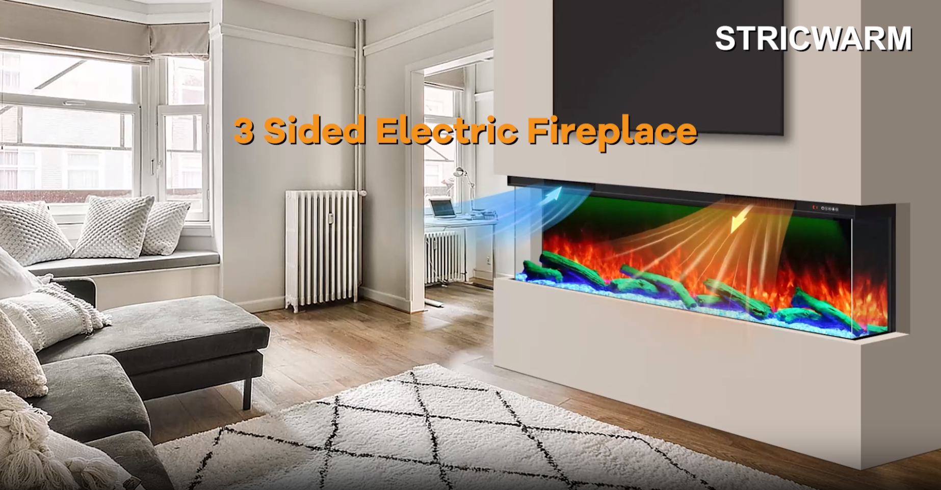 Chimenea eléctrica 3 lados 50" con control y calentador miniatura 7