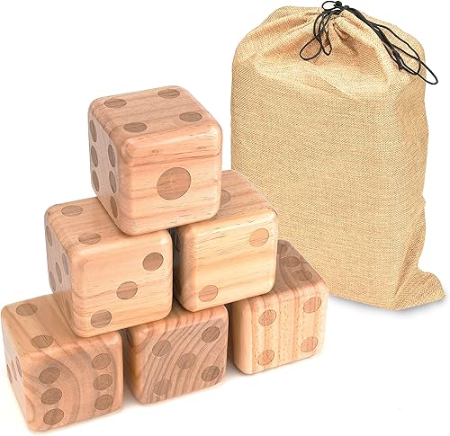 Trademark Innovations Dados gigantes de madera con bolsa de transporte, 3.5 pulgadas disponible en Yaxa Venezuela