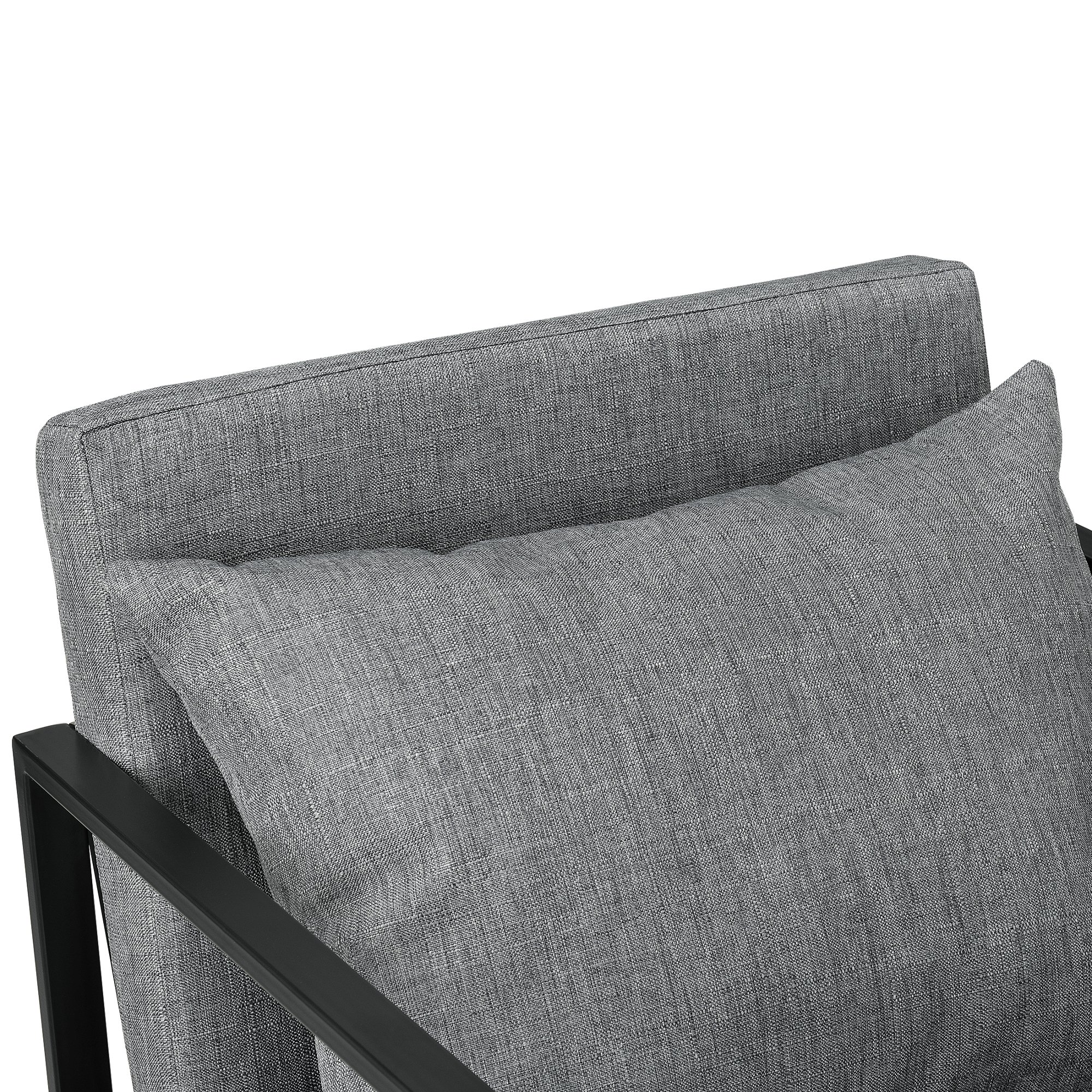 [en.casa] Set di 2 Poltrone da Sala con Telaio Quadrato in Ferro Schienale e Sedile Imbottiti Rivestimento in Tessuto Sedie con Cuscino e Braccioli per Soggiorno - Grigio Scuro