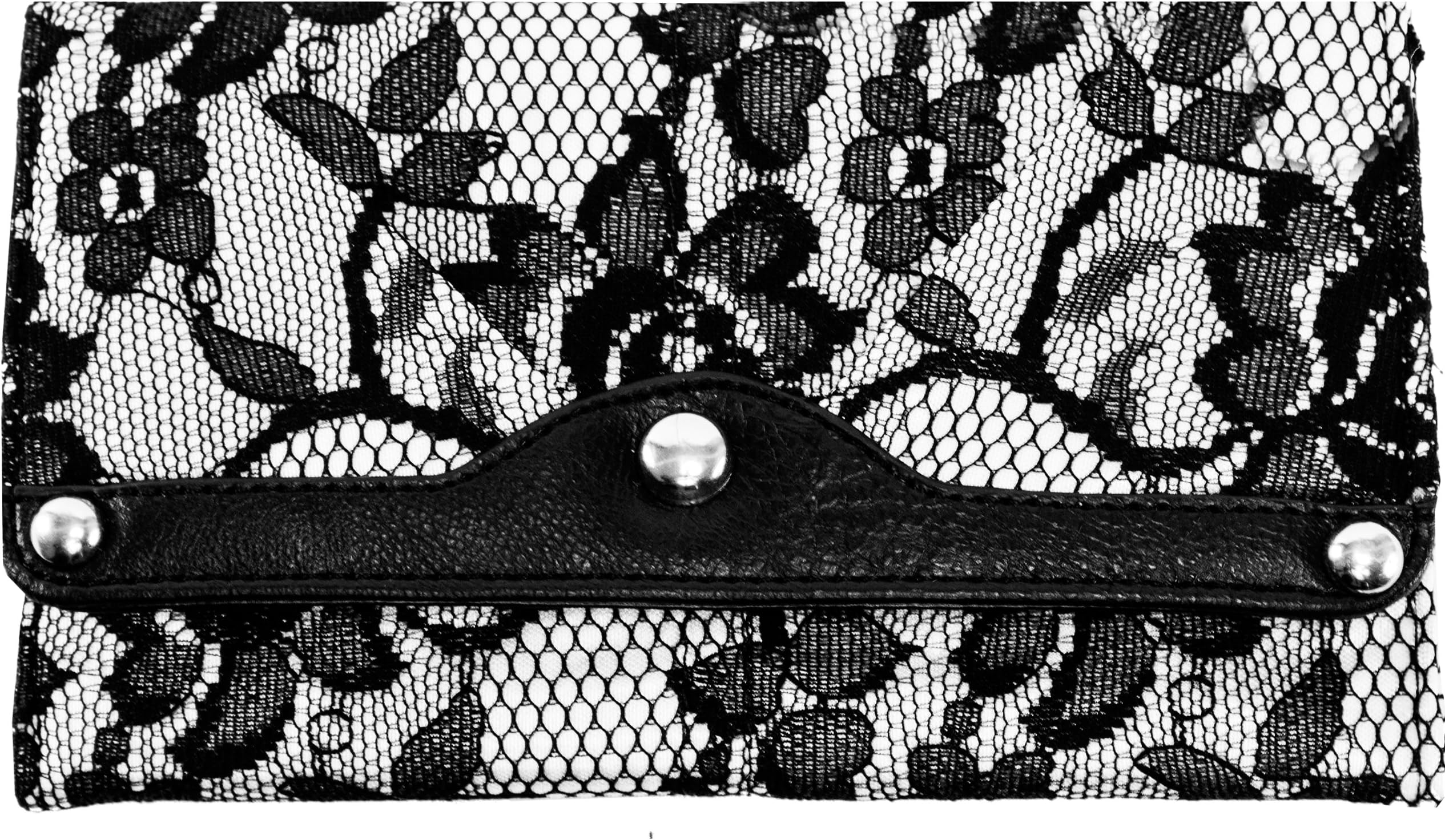 Parinda Women's Madaline Tri-Fold Snap Closure Wallet, Grey Lace