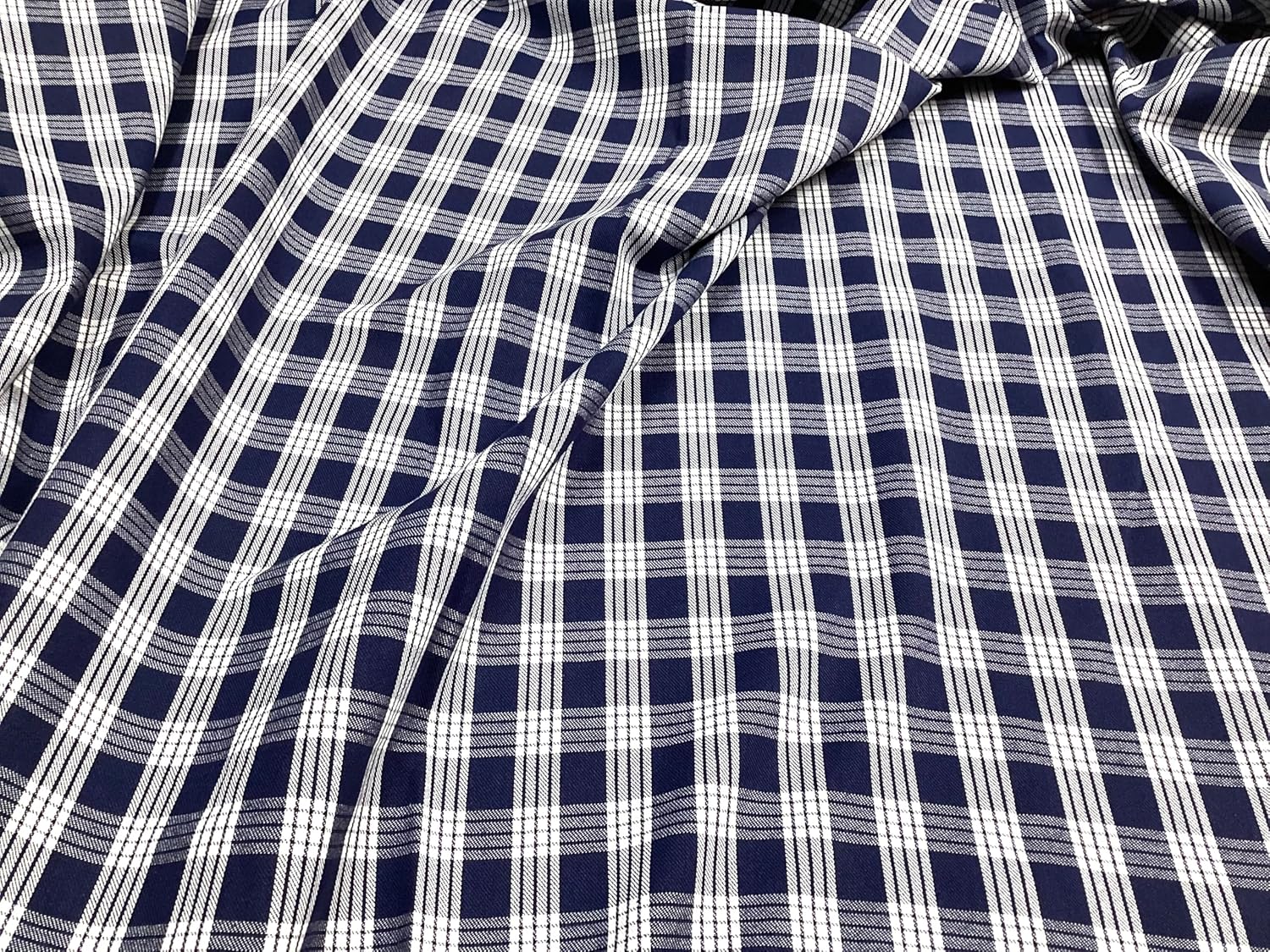 Navy Blue Woven Palaka Hawaiian Print Fabric Cotton Sold by The Yard