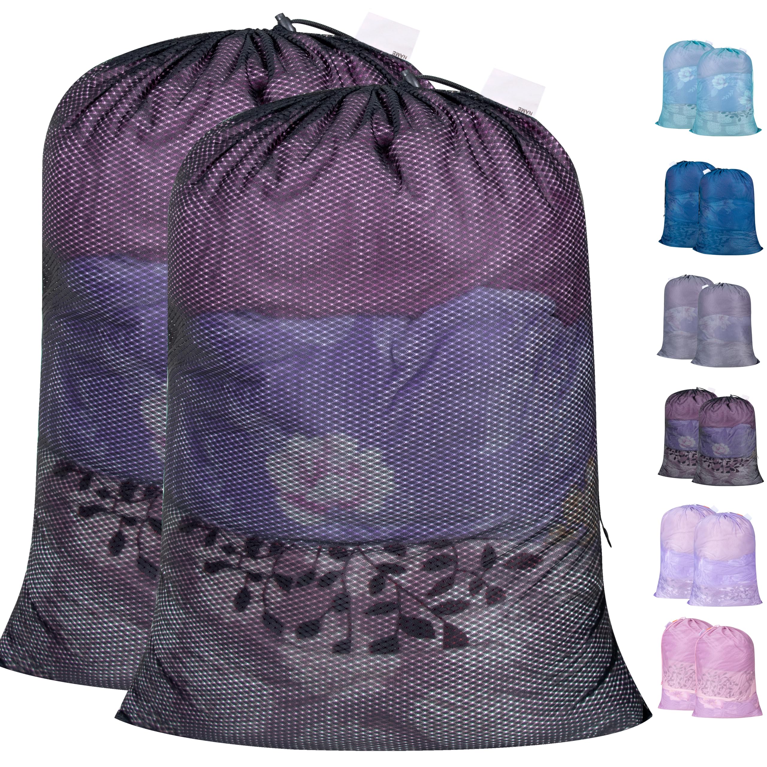 Polecasa Extra Heavy Duty Large Diamond Mesh Laundry Bags with Drawstring Closure & ID Tag, 2 Pack 24 x 36 inches Washable Storage Bag for College,