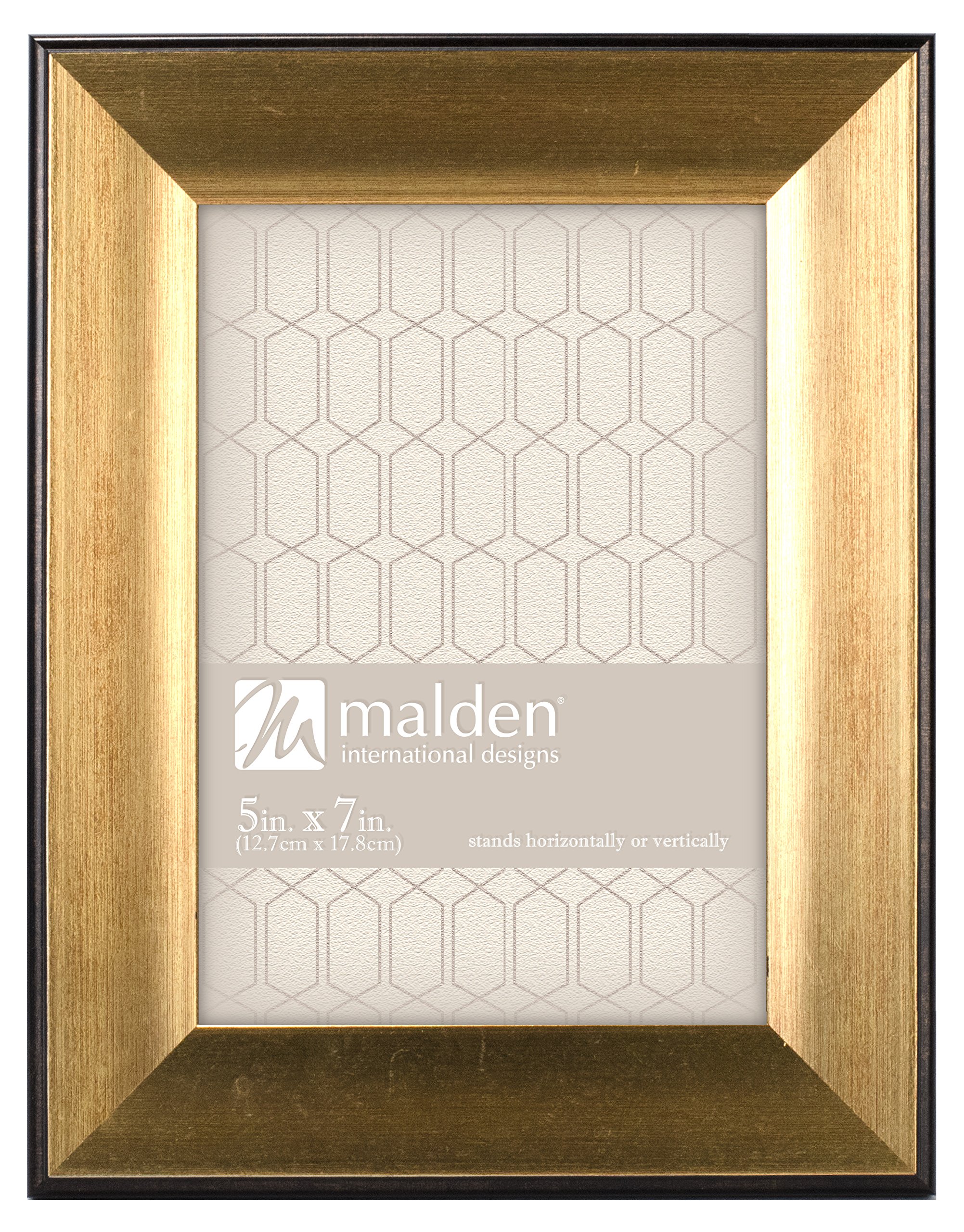 MaldenInternational Designs Copley Picture Frame with Black Boarder, 5x7, Gold