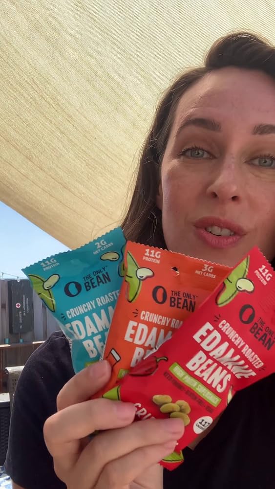 The Only Bean Crunchy Dry Roasted Edamame Snacks (Sea Salt), Healthy High Protein(12g) Keto Food, Low Carb Gluten Free Office Vegan Food 100 Calorie Snack Pack, 0.9oz 10 Pack