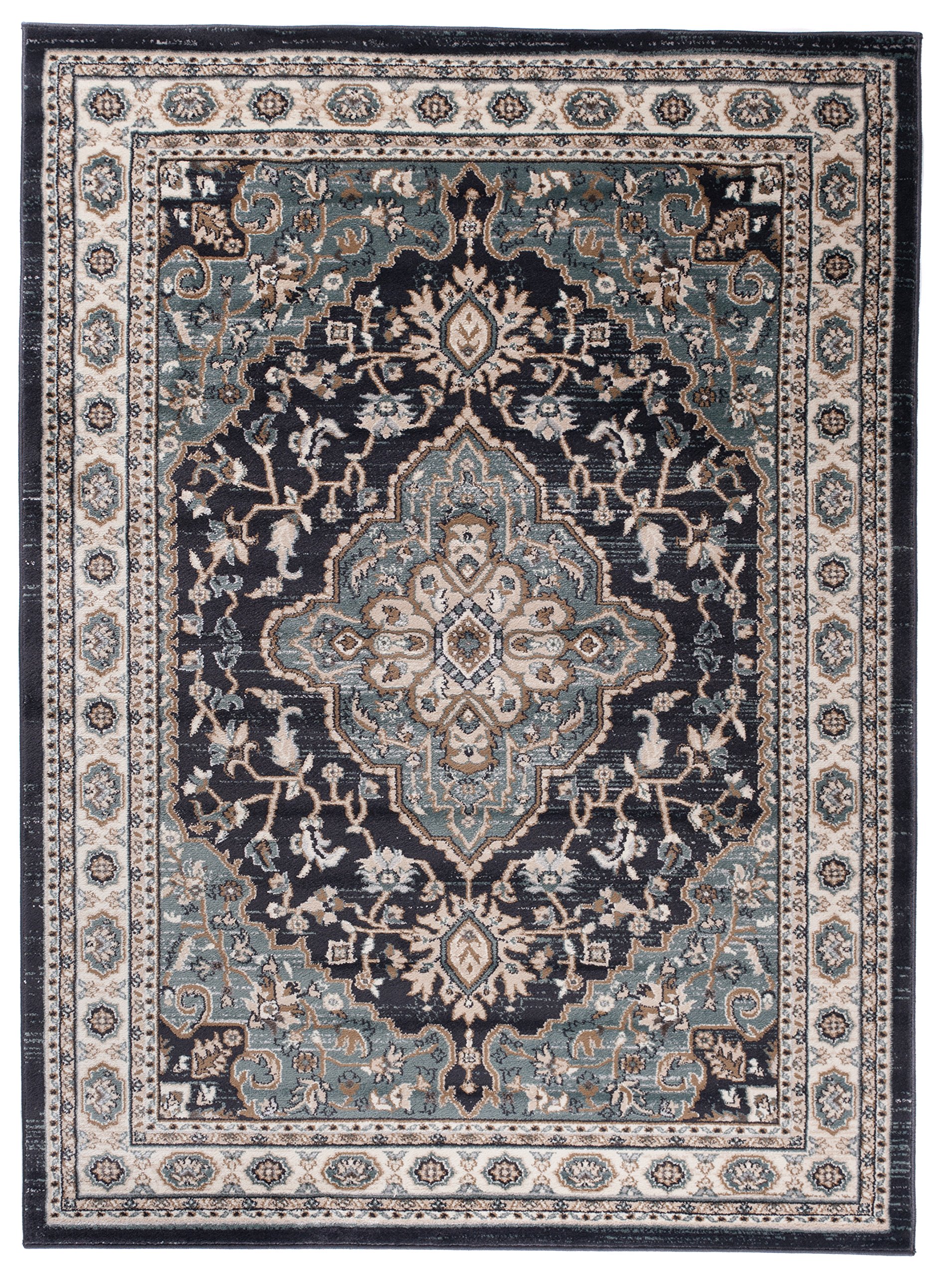 Carpeto Grand Tapis Couloir 180x250cm Noir Anthracite Classique Doux