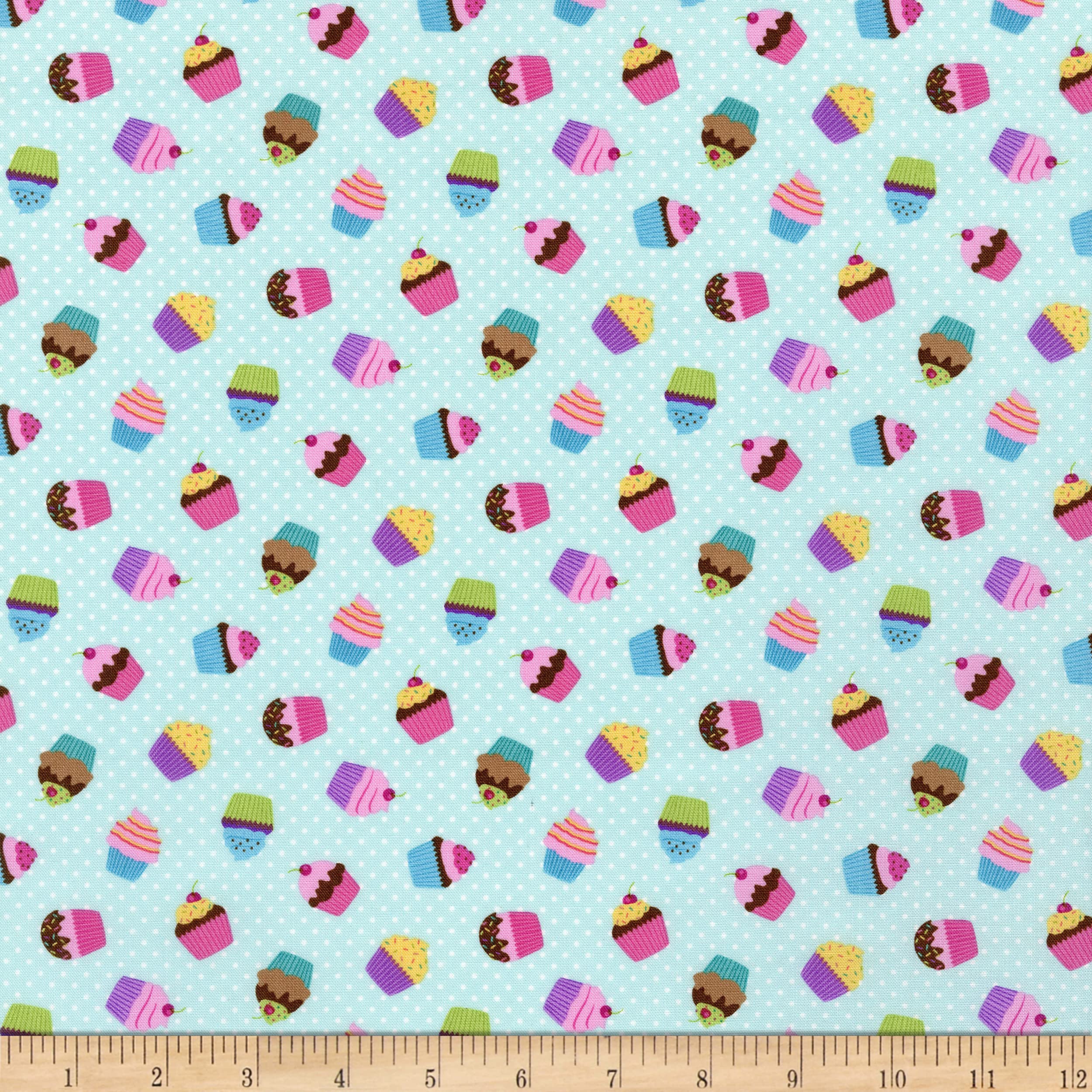 NorthcottDreamland Cupcakes Fabric, Light Turquoise Yard
