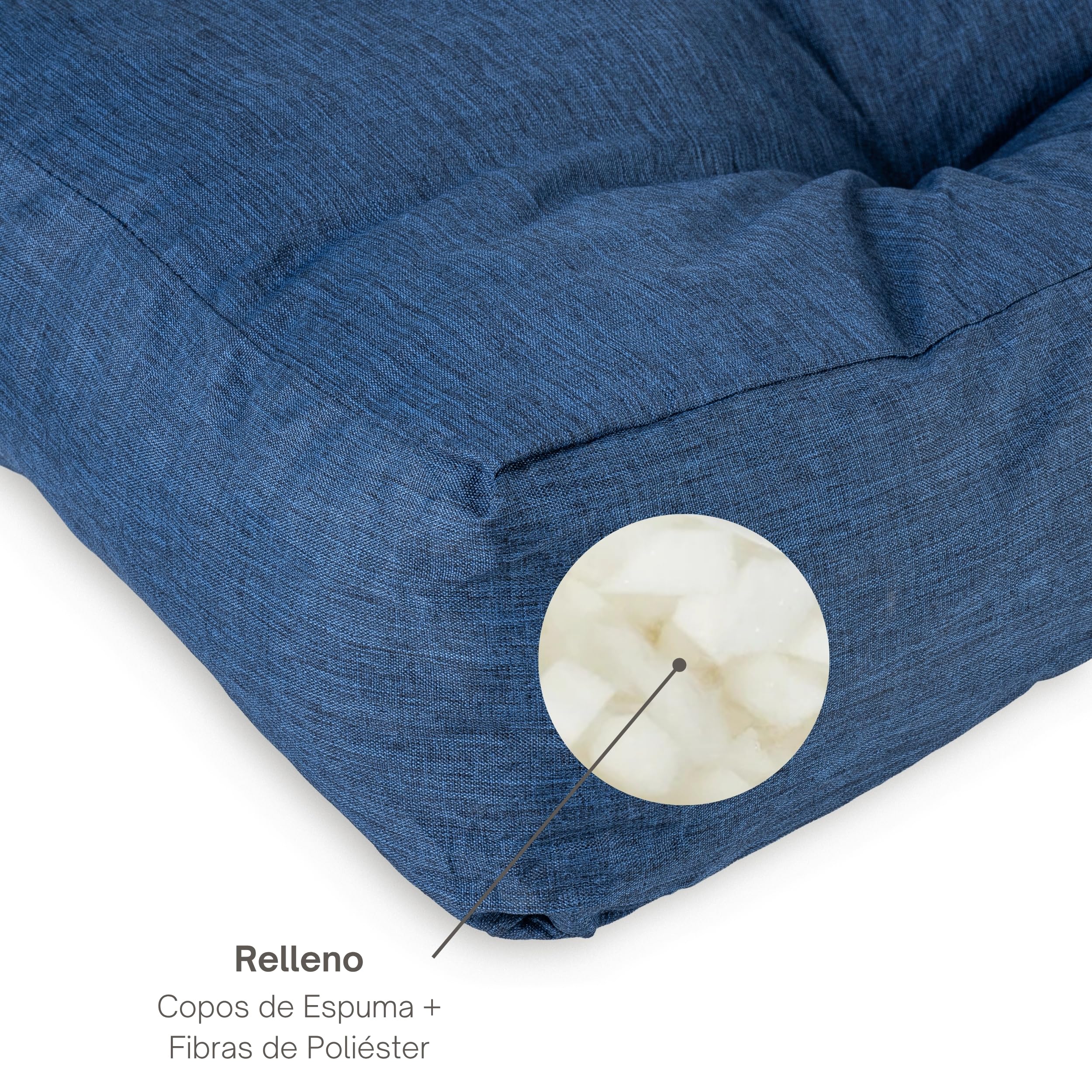 bananair - Cojines para Palets - Tela Resistente, Anti-UV y Repelente al Agua - Muy Cómodo, Relleno de Espuma - Cojines Exterior para Jardín y Terraza (2 Asientos 120x80 y 2 Respaldos 120x40, Azul)