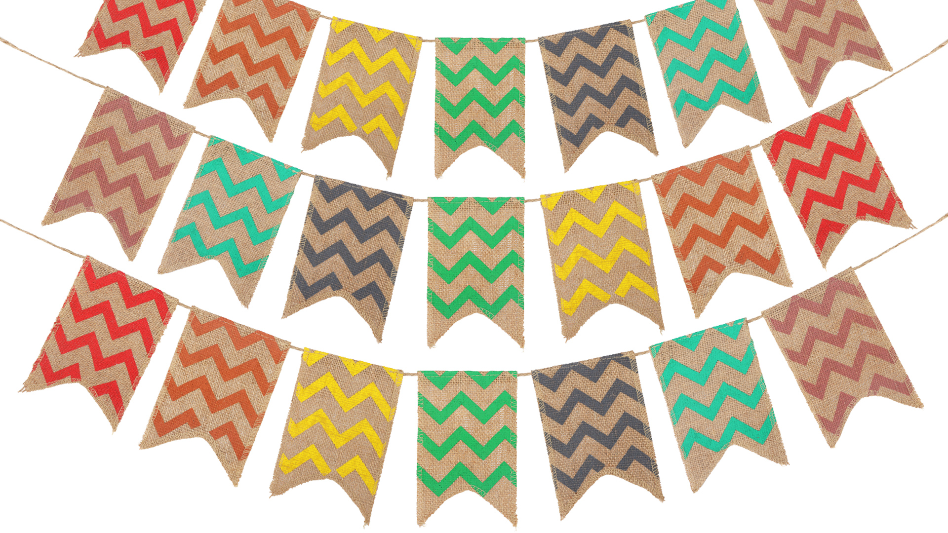 Ghirlanda Di Bandierine In Iuta - 8 Metri, 24 Pezzi, Decorazione Per Feste E Matrimoni - Foto 4