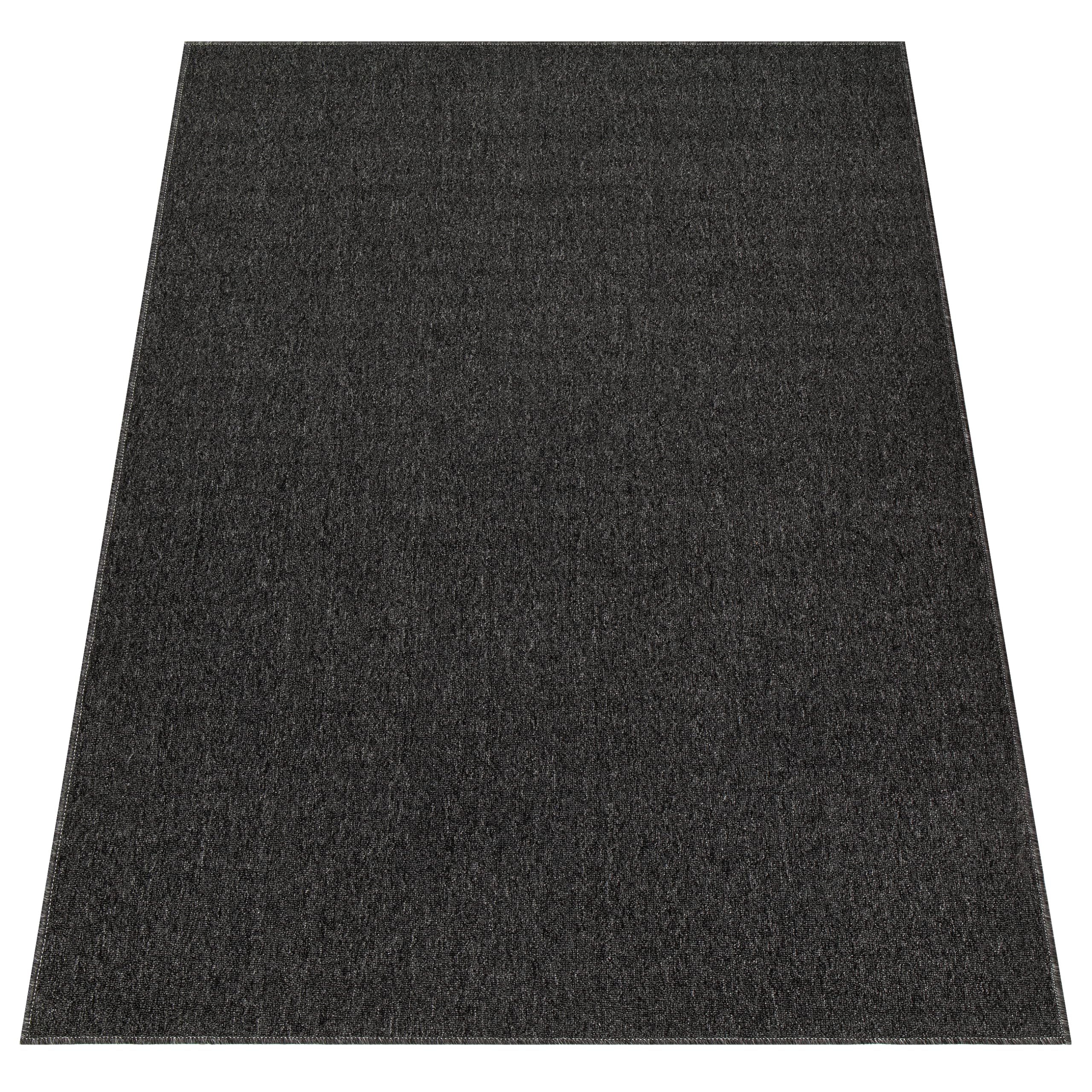 TAPISO Nizza Teppich Anthrazit Einfarbig Melange Anti Rutsch Loop-Teppich Waschbar Wohnzimmer Schlafzimmer Büro Pflegeleicht ÖKO-TEX 160 x 220 cm