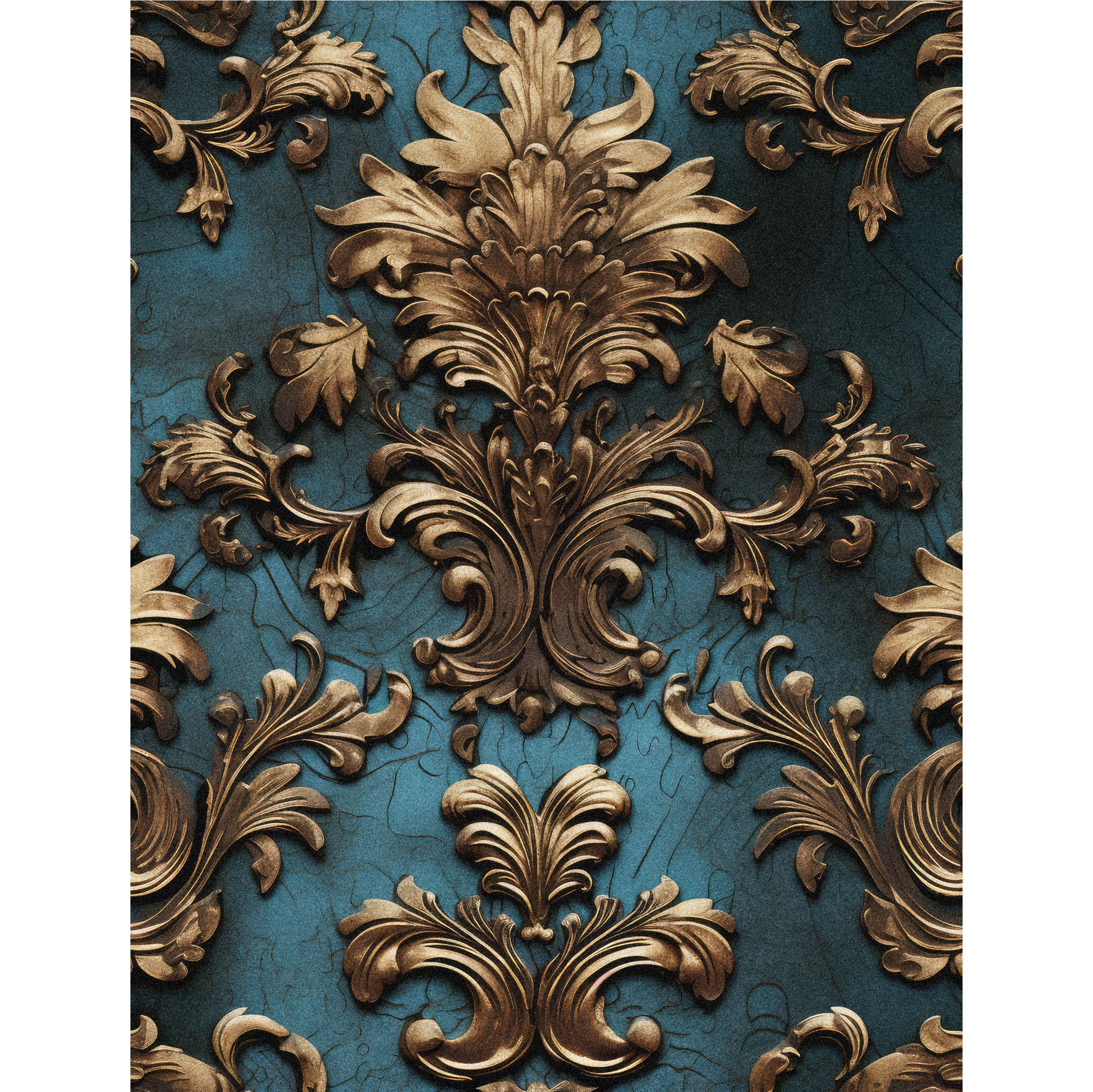 Teal Embossed Rice Paper, 8 x 10.5 inch (6pc) - Mulberry Paper for Decoupage Scrapbooking Cards Crafts by Craft Kreatively