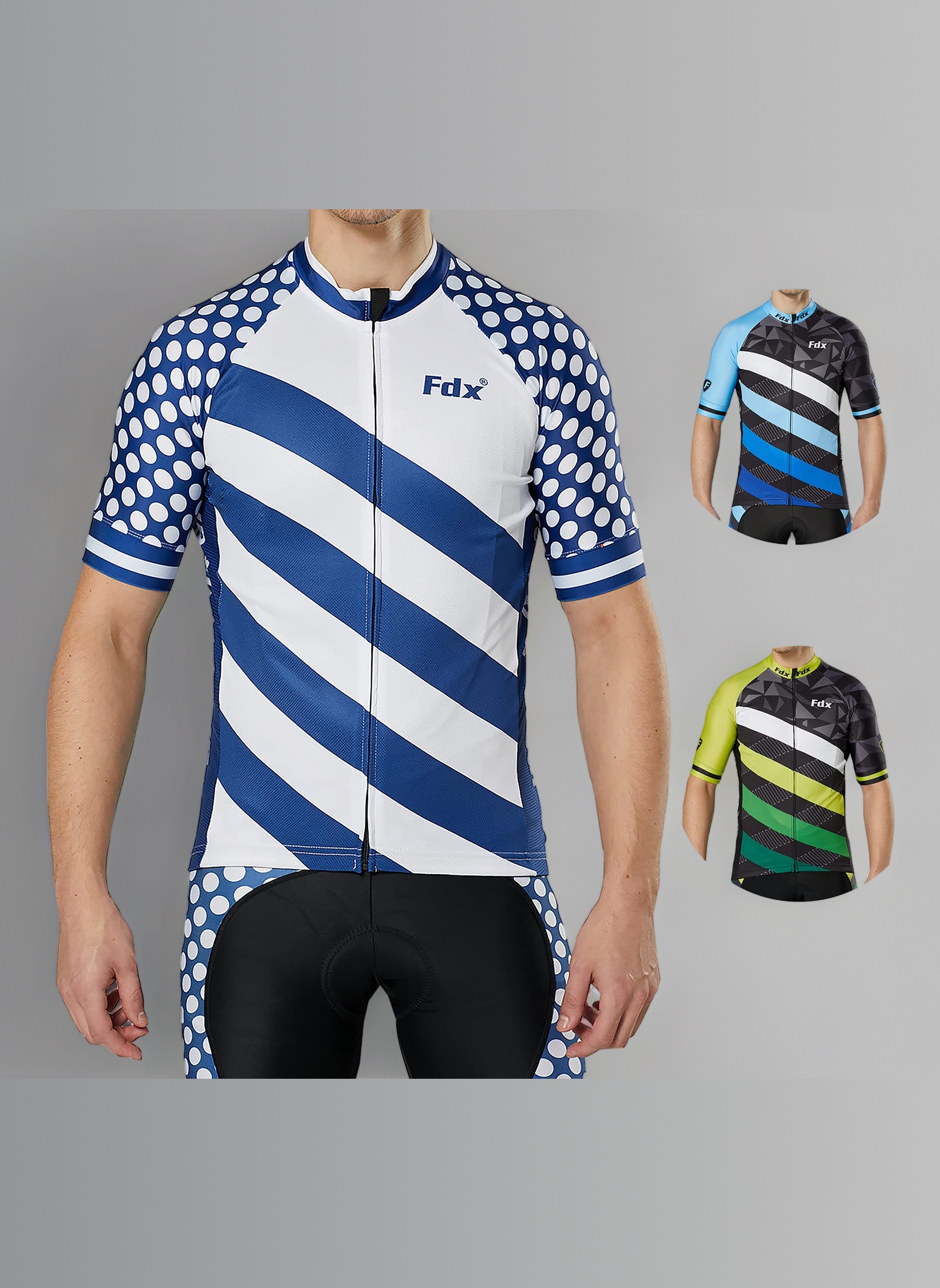 FDX Cycling Jersey Men’s - 100% Polyester, Breathable Short Sleeve Cycle Tops - Full Zipped Bicycle Riding Shirt with 4 Pockets, Mountain Bike, Running, MTB Racing, Outdoor Sports Clothes