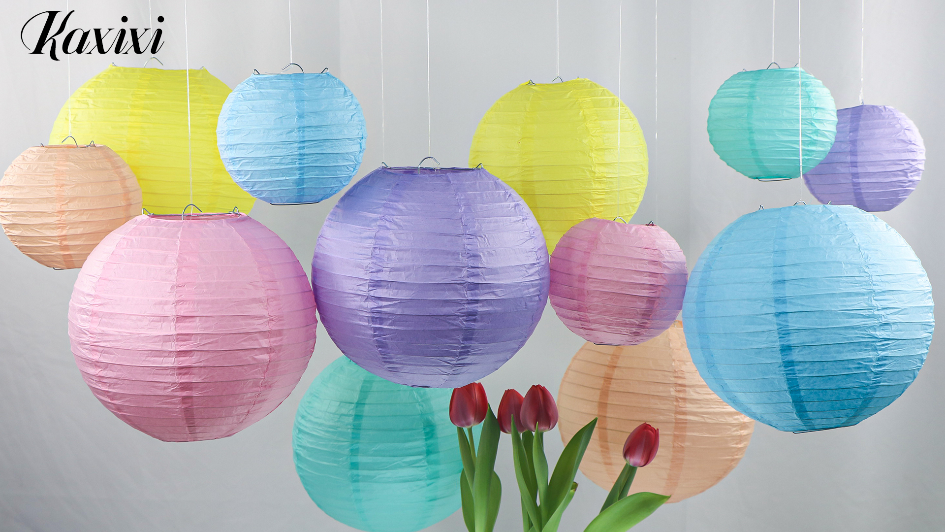 Image of 15-Pack Pastel Classroom Decor, Hanging Paper Lanterns for Parties