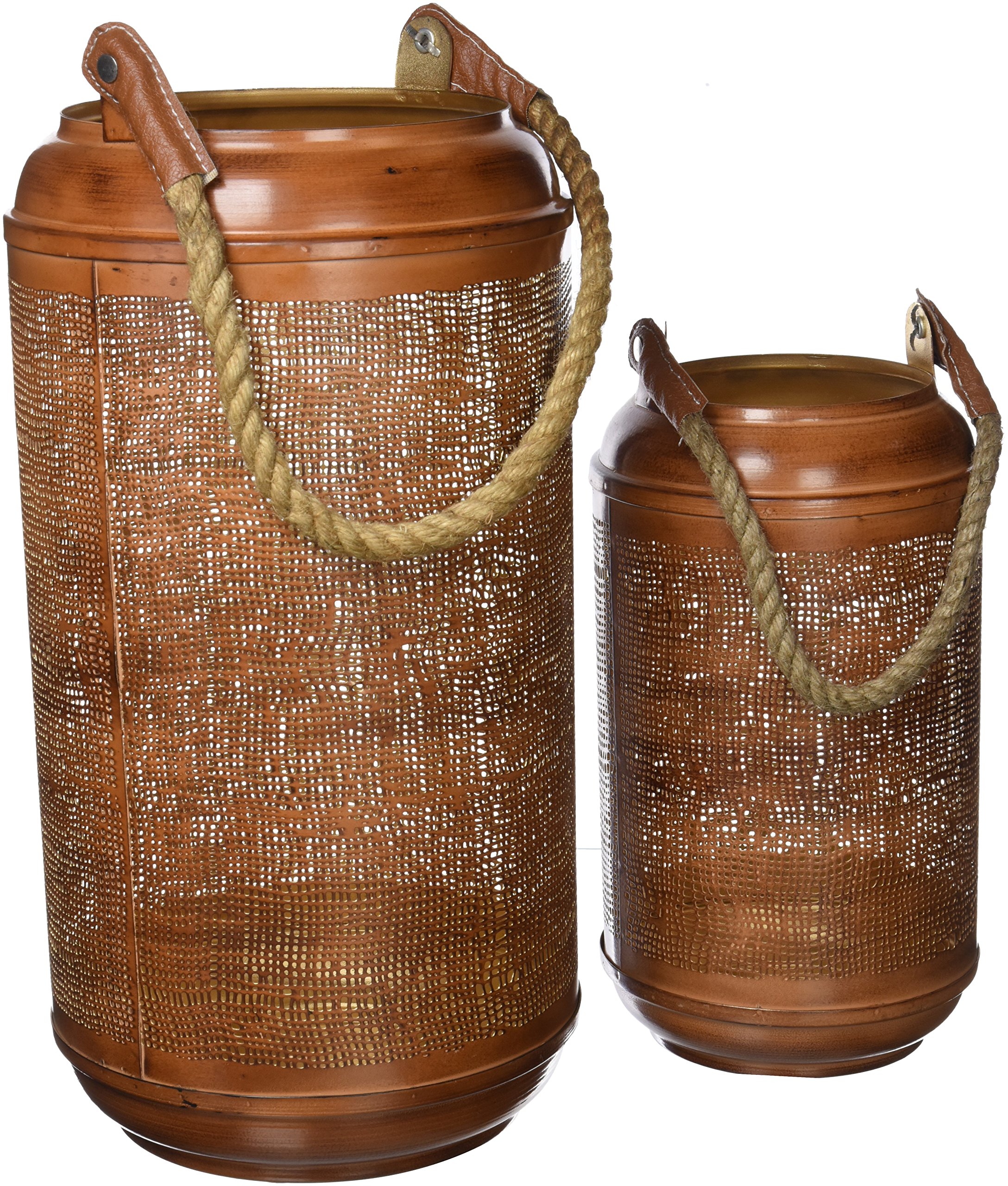 Belssia Lantern with Rope, Stainless Steel, Maroon, 20 x 38 x 20 cm