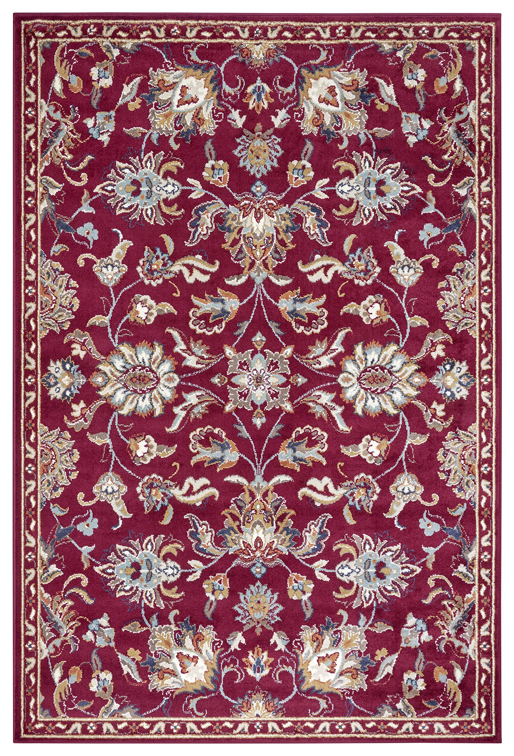 Hanse Home Caracci Tapis oriental classique, tissage serré, avec ornements et motifs floraux, poils courts et doux, pour chambre à coucher, salle à manger, salon, couloir, cuisine, rouge, 120 x 170 cm