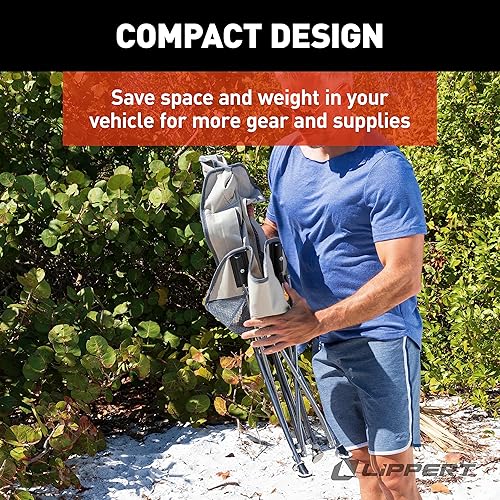 Miniatura 4 de Lippert Baja - Silla de camping plegable compacta, tela de poliéster de 600 denier, laterales de malla transpirable, marco de acero plegable,