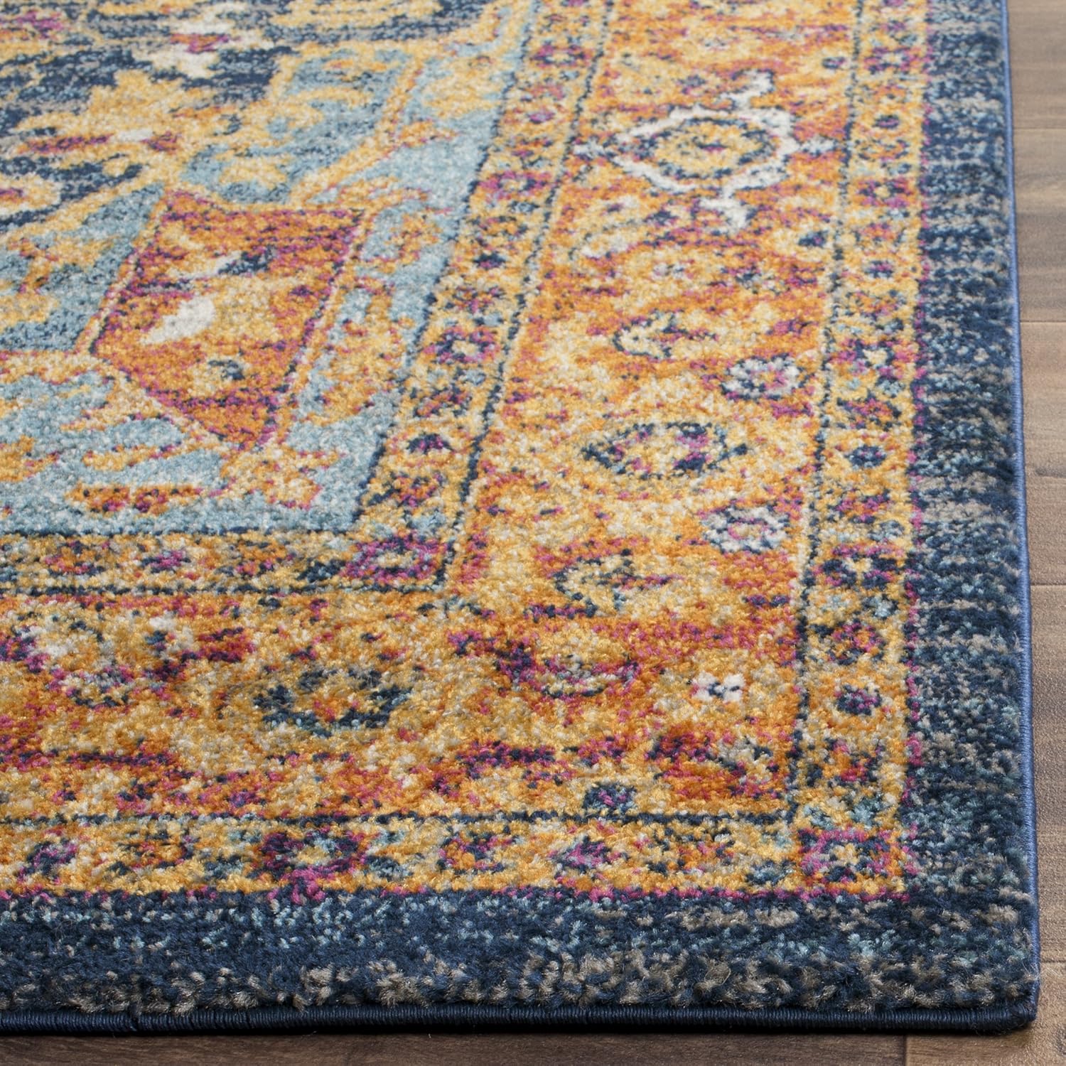 SAFAVIEH Evoke Collection 10' x 14' Blue/Orange EVK275C Oriental Medallion Distressed Non-Shedding Living Room Bedroom Dining Home Office Area Rug