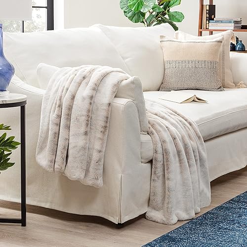 Miniatura 2 de Chanasya Manta de piel sintética de alta calidad, súper suave, ligera manta de visón con lado sherpa mullido, 50 x 65 pulgadas, leopardo de nieve