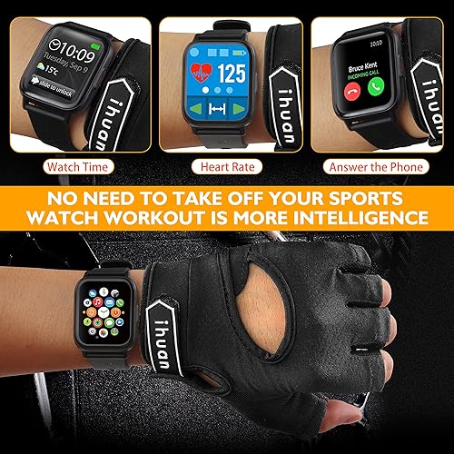 Miniatura 6 de ihuan Nuevos guantes de entrenamiento transpirables para mujeres y hombres, no más sudor y protección completa de la palma de la mano, ejercicio,