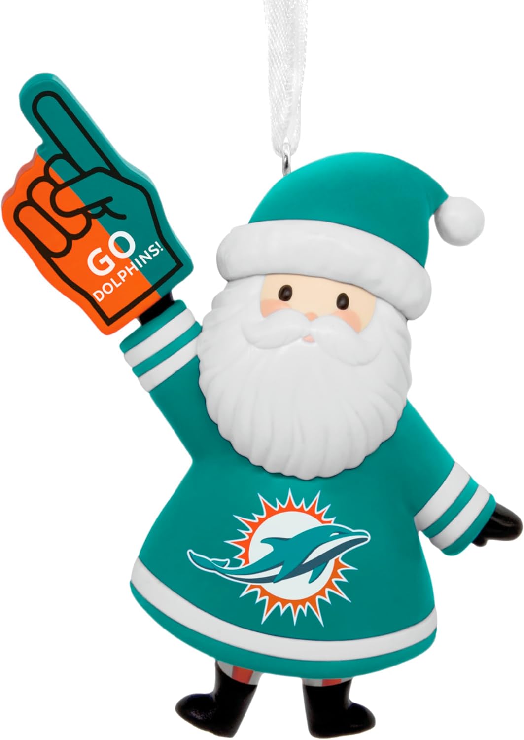Hallmark NFL Miami Dolphins Santa Fan Christmas Ornament, Gifts for Sports Fans