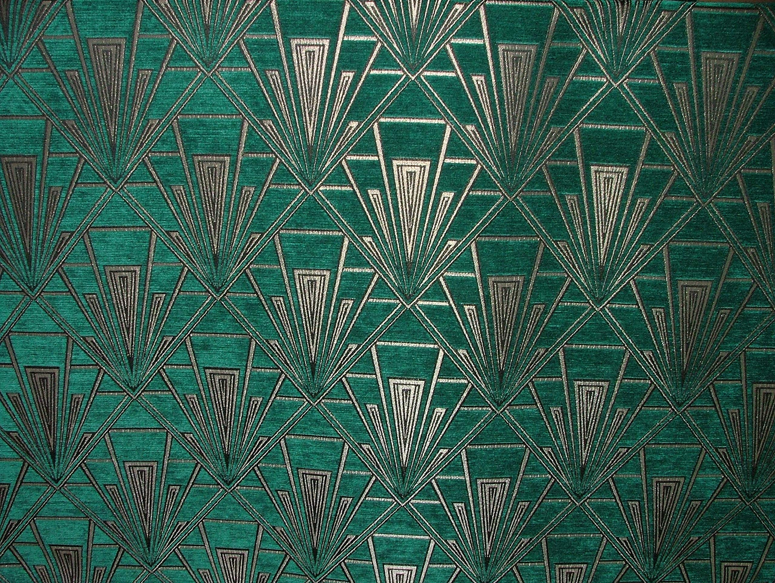 Pandoras Upholstery Turquoise (Lalique) Gatsby Art Deco Velvet Chenille Fibre Naturelle Curtain Upholstery Blind Fabric (, A4 Sized Sample)