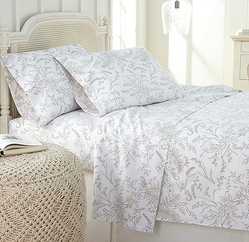Miniatura 15 de Southshore Fine Living, Inc. Colección Perfect Paisley, juego de sábanas de 4 piezas para cama tamaño king con bolsillo extra profundo, sábana Azul
