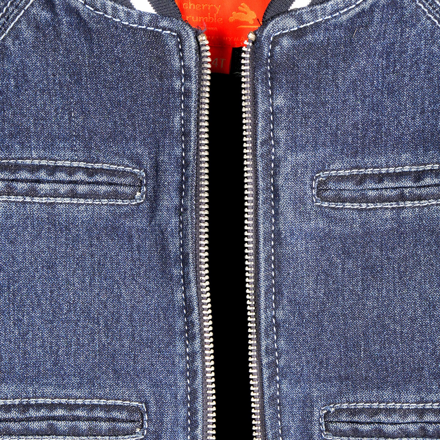 Cherry Crumble Blue Denim Cotton Blend Full Sleeves Mandarin Collar Casual Wear Regular Fit Winter Jacket For Boys And Girls 1