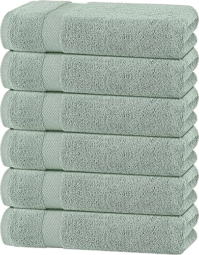 Vista 57 de Wealuxe - Juego de 6 toallas de baño blancas de 24 x 50 pulgadas, juego de toallas de algodón extra absorbentes para baño Blanco,Negro,Gris,Azul