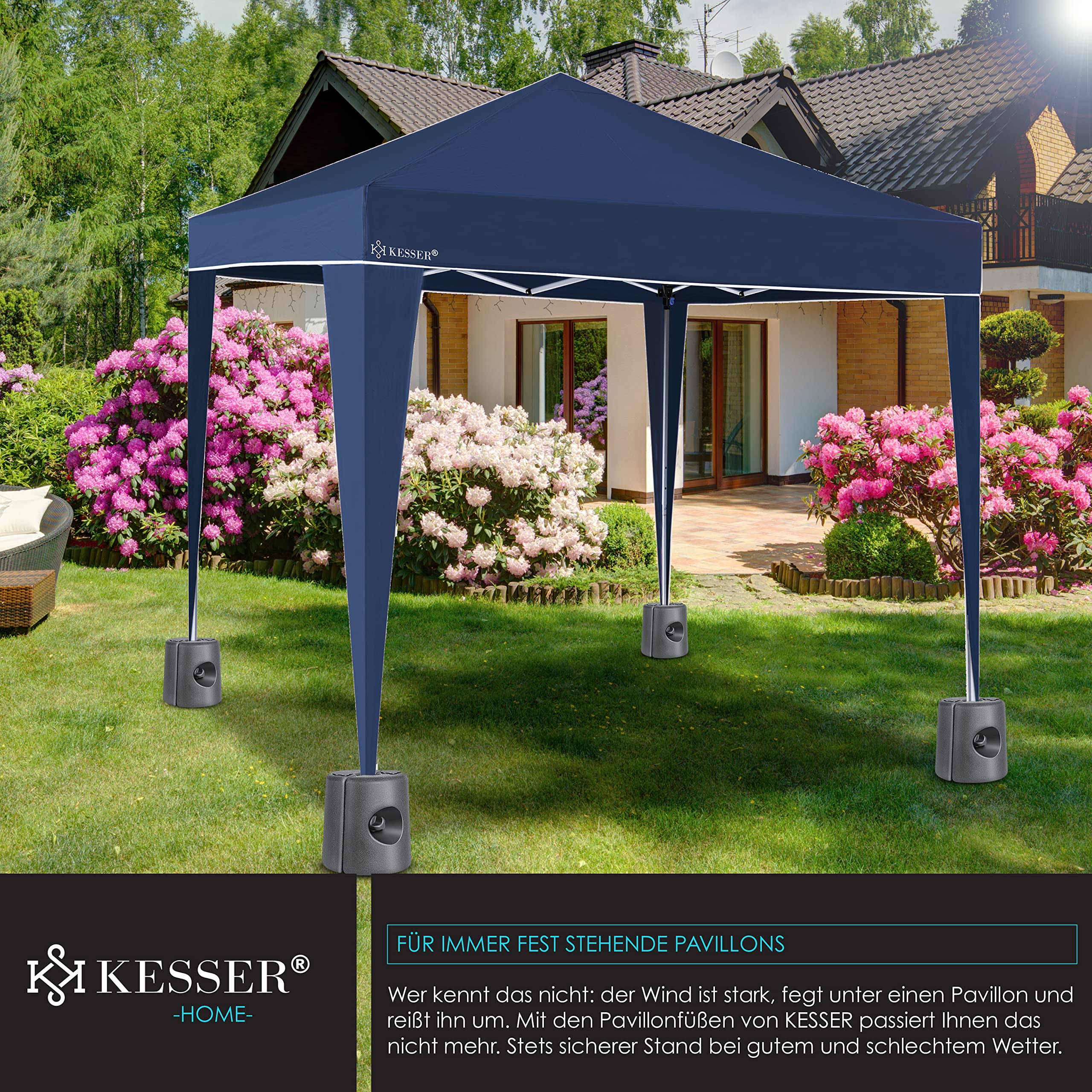 KESSER® Soportes para Pabellón Conjunto de 4 Soportes | de Pabellón Rellenables con Agua/Arena 22 x 22 x 25cm Pesos HDPE para Estabilización de Carpas de Jardín Cenadores, Antracita