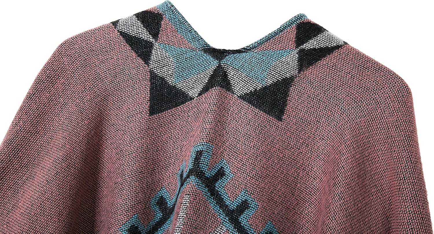 Urban CoCo Women's Printed Tassel Open front Poncho Cape Cardigan Wrap Shawl - Image 4