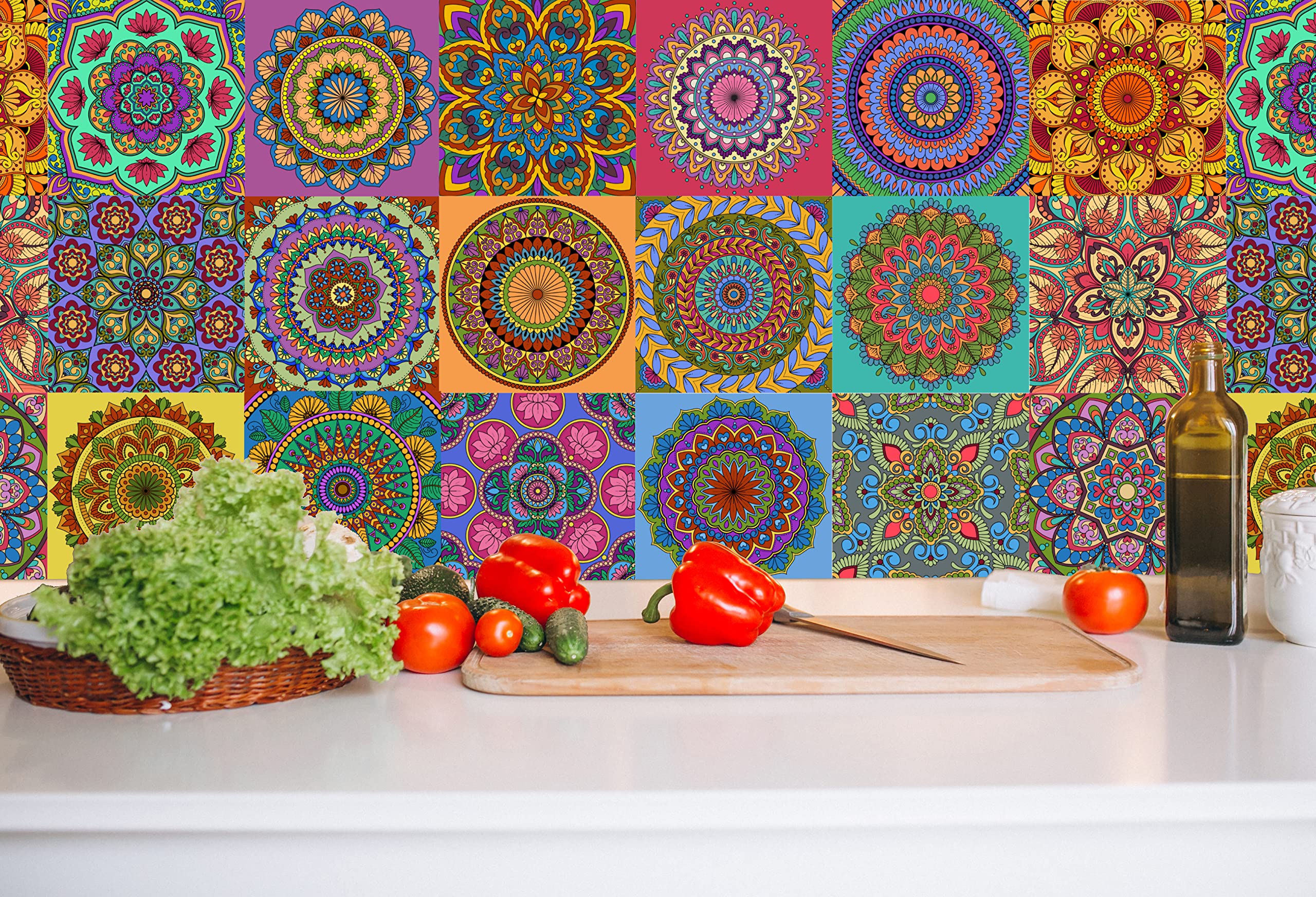 Ambiyaa Set Of 36 Mandala Tiles Stickers 6X6 Inch For Furniture Wall Stairs Bathroom & Kitchen Self Adhesive Easy To Apply Just Peel & Stick, Vinyl, Floor (B0B2YBTSKY) Amazon Price History, Amazon Price Tracker