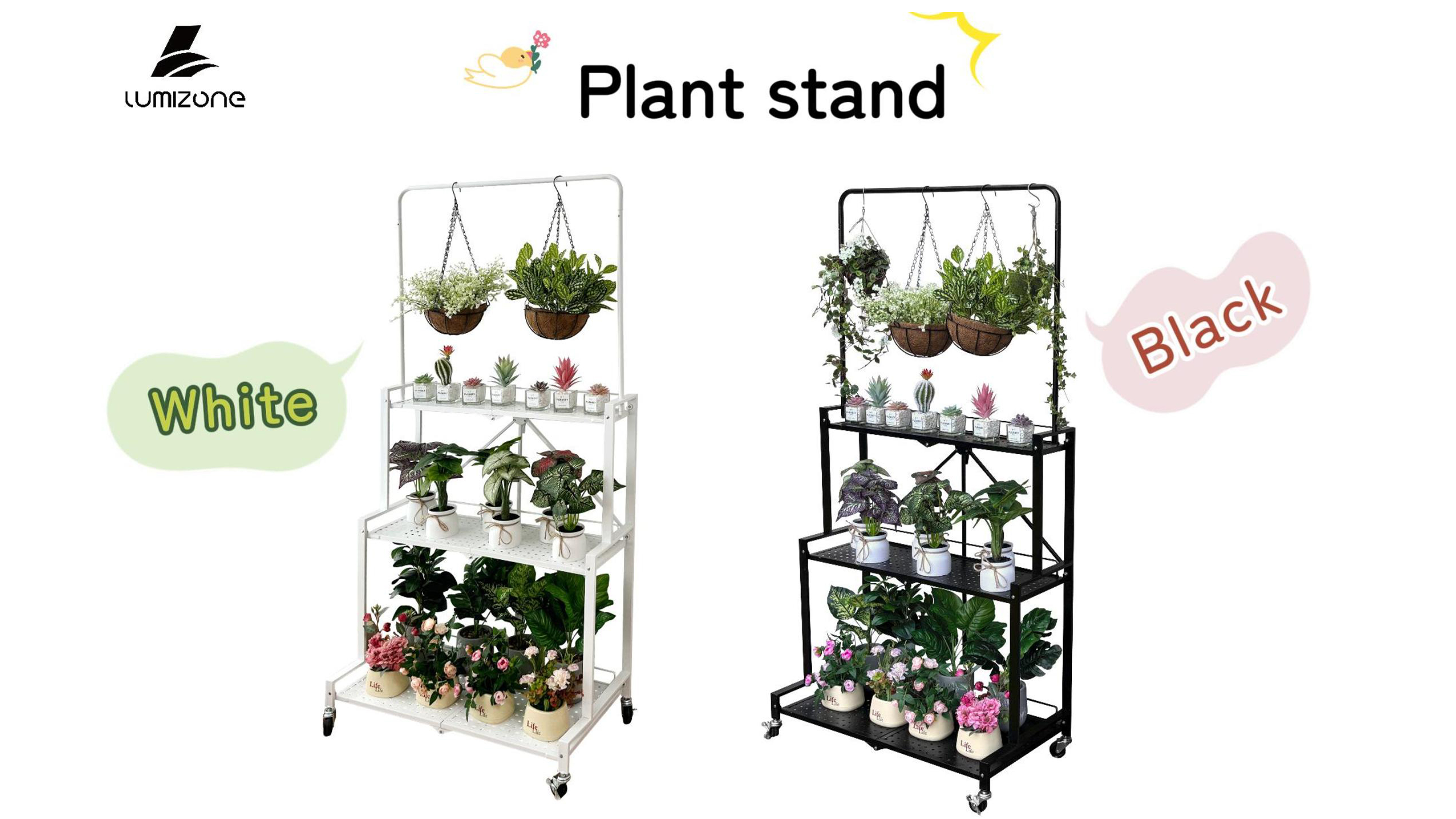 Amazon.com: lumizone Foldable 4-Tier Plant Stand Indoor Outdoor